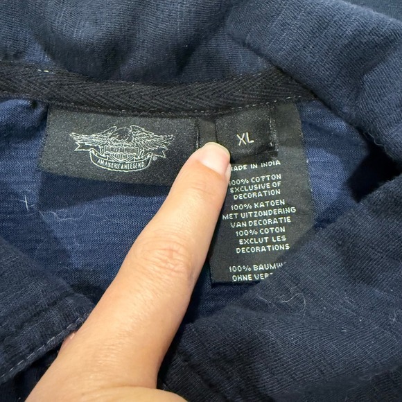 Harley Davidson American Legend XL Navy Blue Polo Shirt Patch Detail - Picture 4 of 5